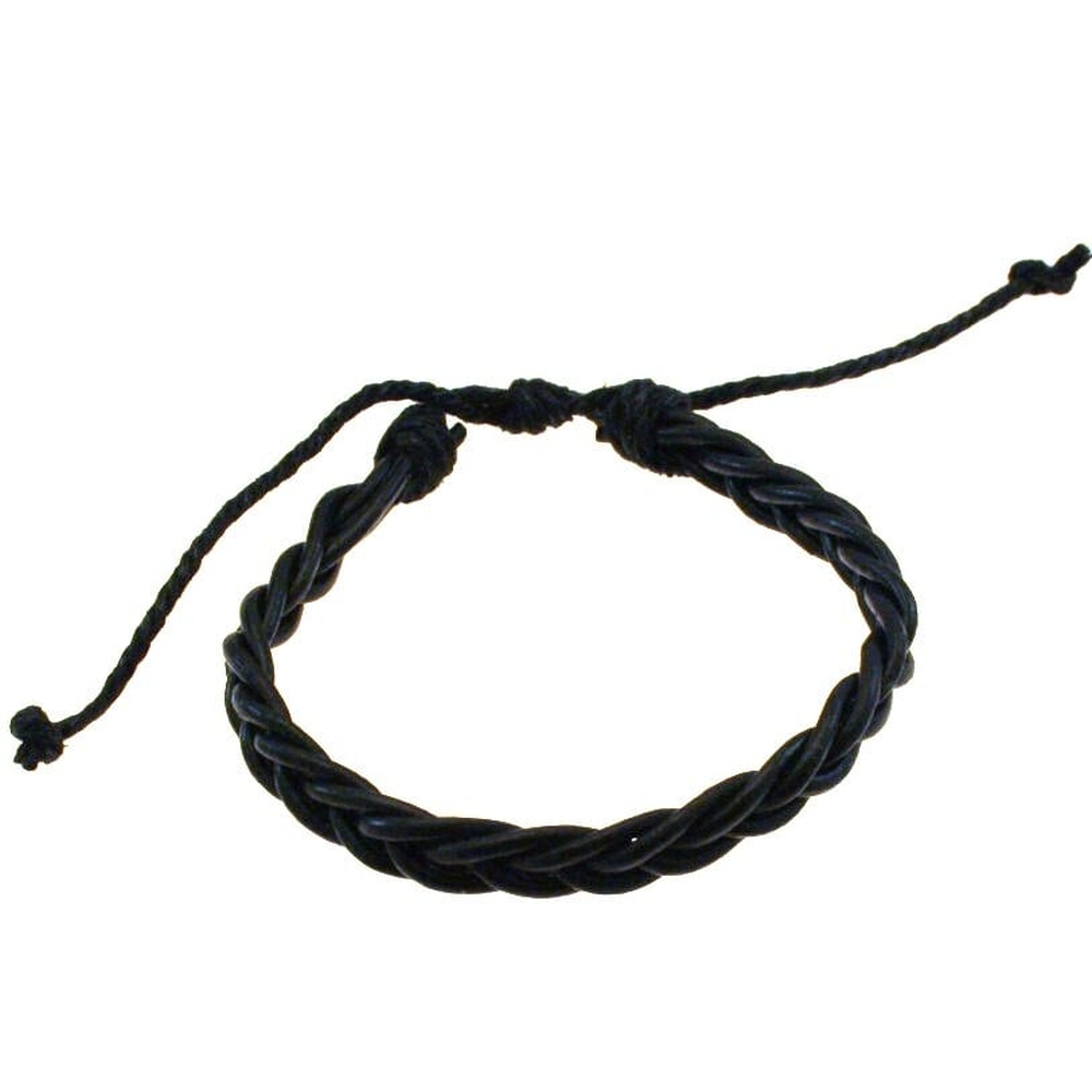 Zac's Alter Ego - Plaited Reconstructed Leather Armband - Schwarz